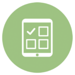 green icon with tablet and check boxes