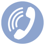 blue icon with telephone and soundwaves