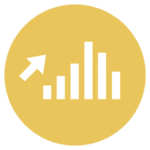 yellow icon with up arrow on bar graph